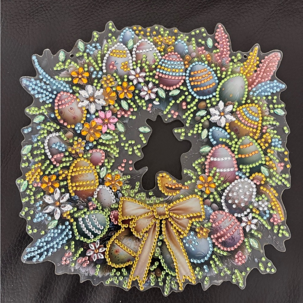 Handcrafted Rhinestone Easter Wreath - Picture 4 of 5